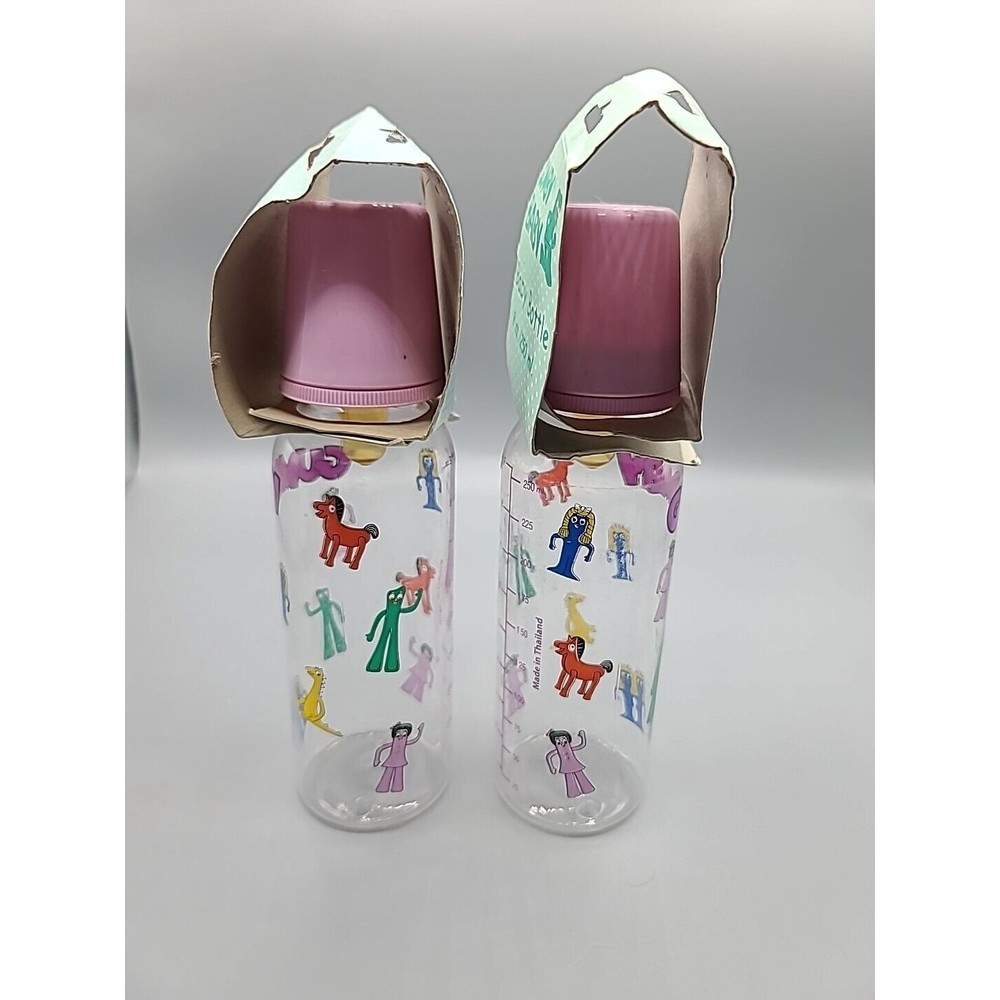 Gumby Baby Bottles Lot Of 4 8 Oz Latex Nipple 2004 Prema Toy - Picture 5 of 10